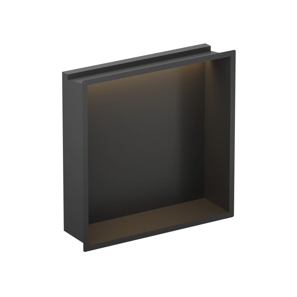 Cutout image of Crosswater Matt Black 305mm Shallow LED Shower Niche
